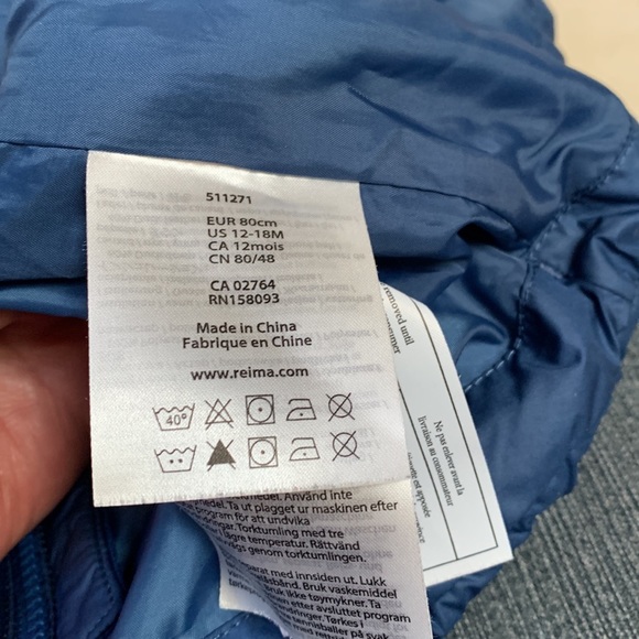 Boys Girls Reima Finland Blue Down Coat Jacket 12-18 Mo - Picture 9 of 9